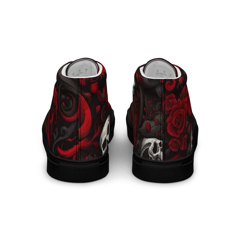 Skull High Top Canvas Sneakers - Red and Black