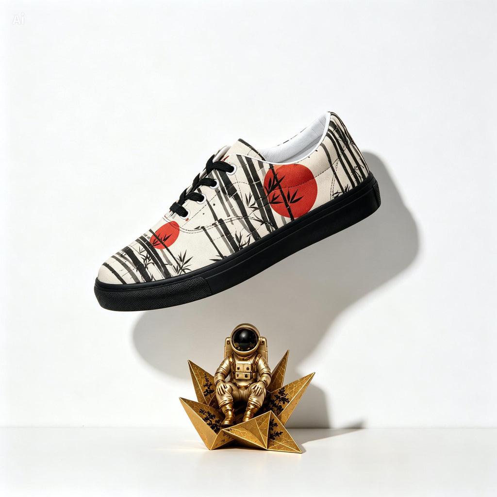 Rising Sun Canvas Sneakers - Japanese Ink Art