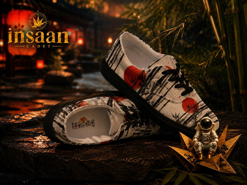 Rising Sun Canvas Sneakers - Japanese Ink Art