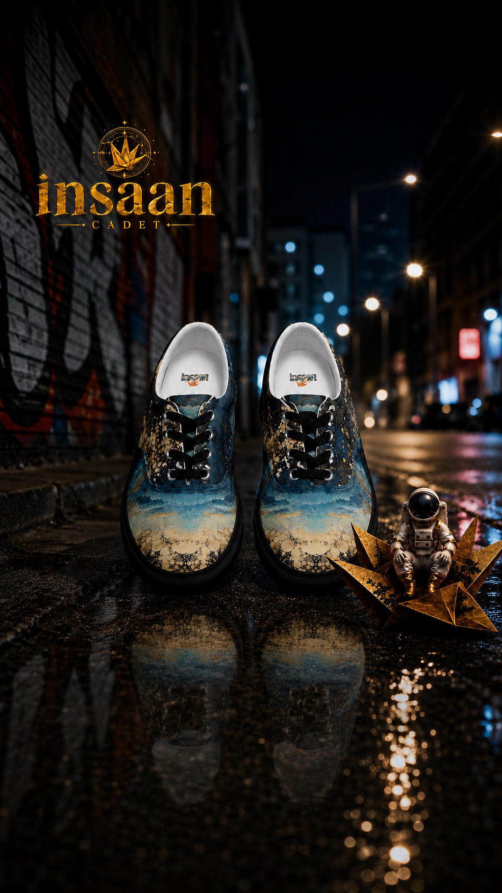 Galaxy Ocean Wave Canvas Sneakers