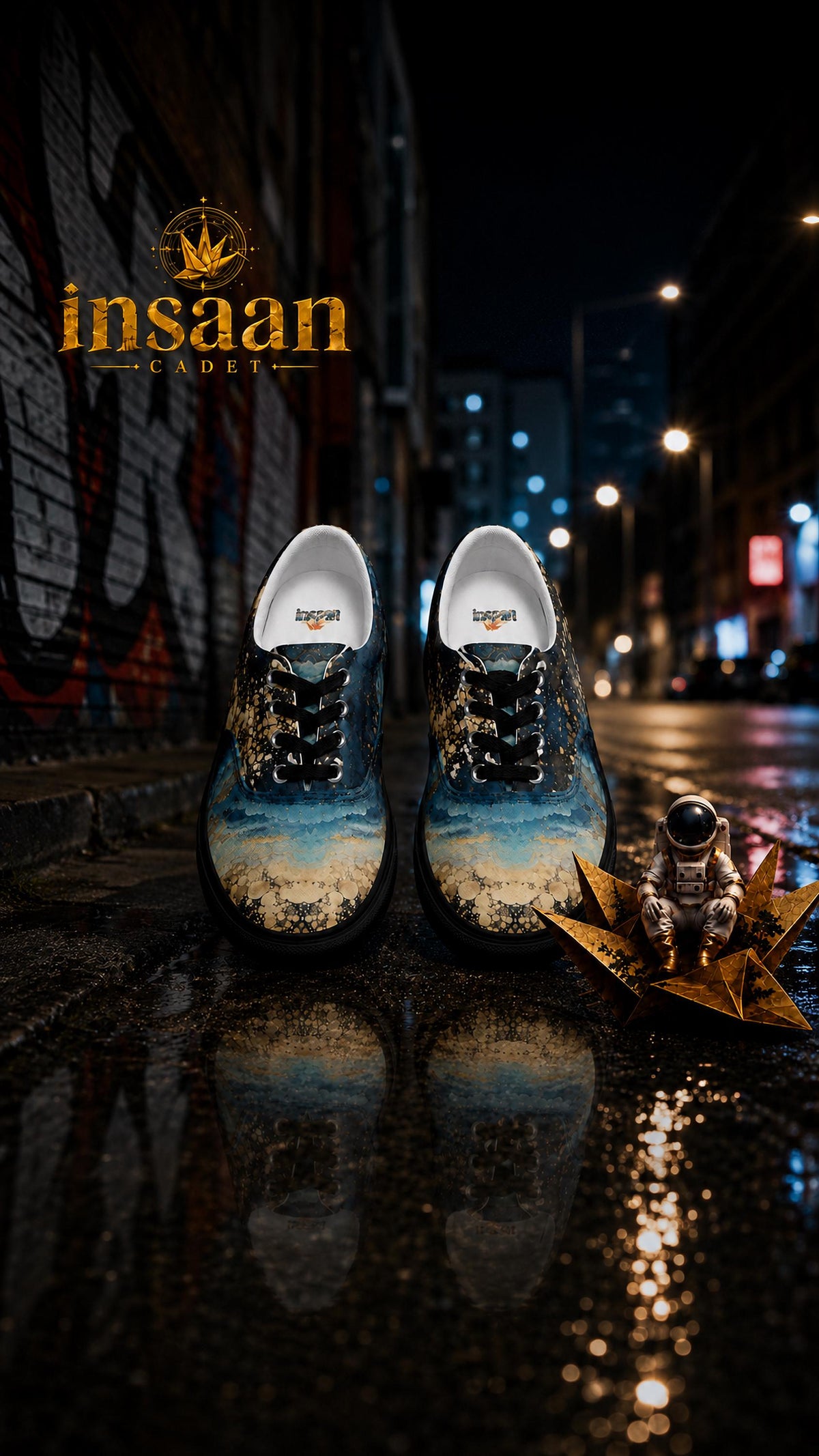Galaxy Ocean Wave Canvas Sneakers