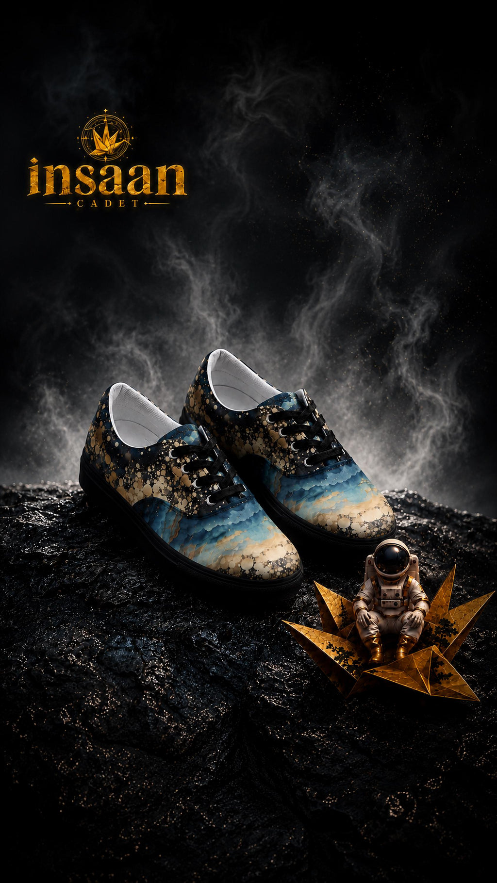 Galaxy Ocean Wave Canvas Sneakers