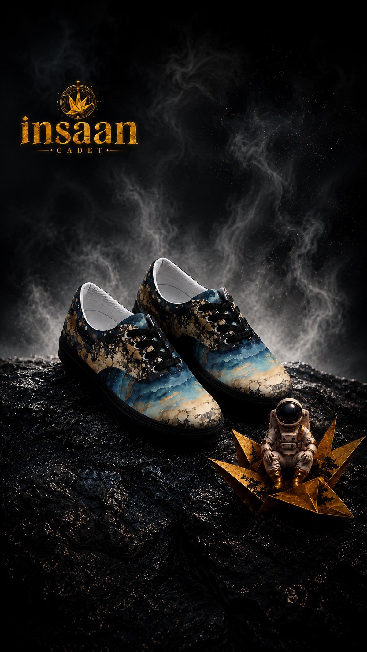 Galaxy Ocean Wave Canvas Sneakers