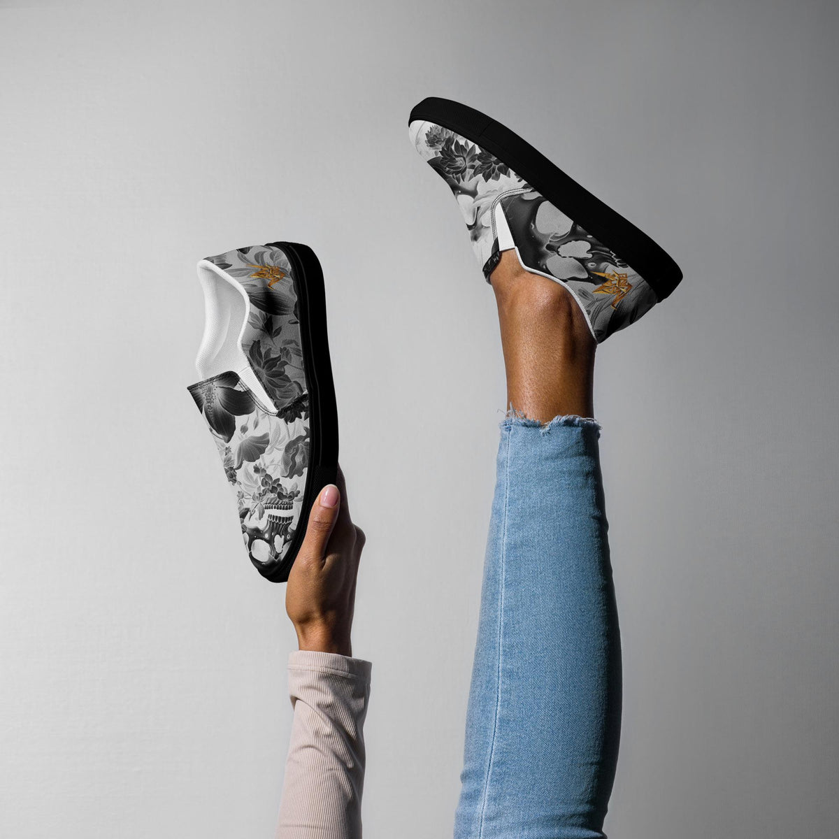 Skull Slip On Canvas Sneakers