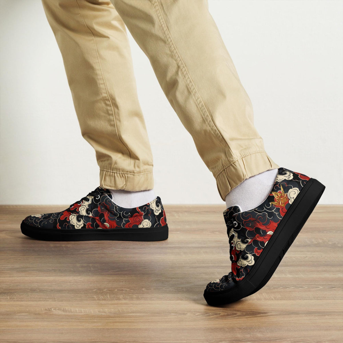 Red Peony Canvas Sneakers - Japanese Floral