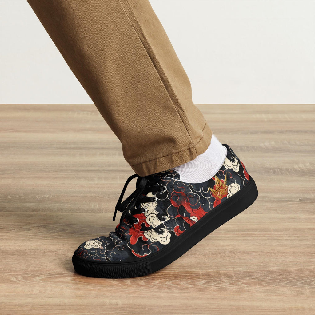 Red Peony Canvas Sneakers - Japanese Floral