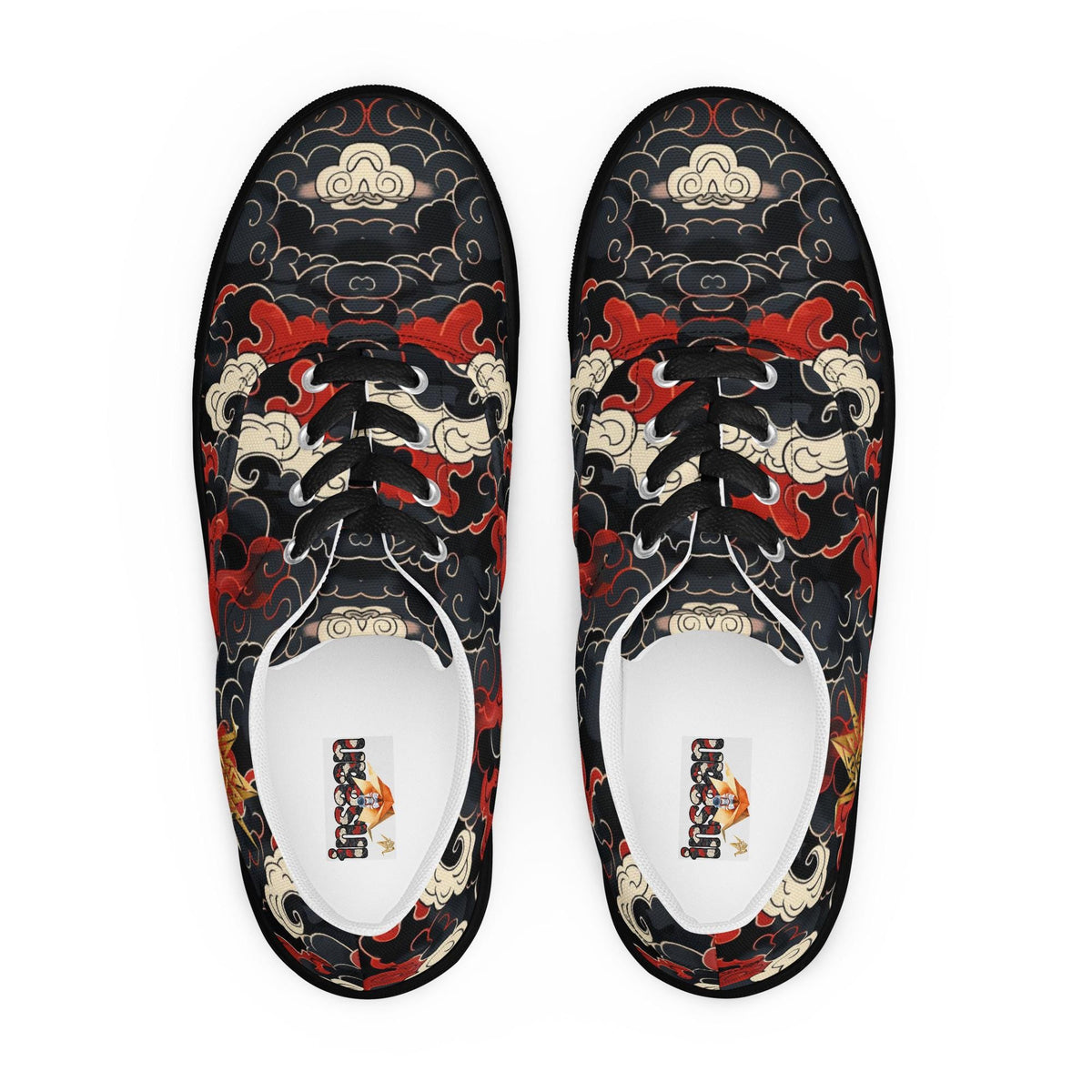 Red Peony Canvas Sneakers - Japanese Floral