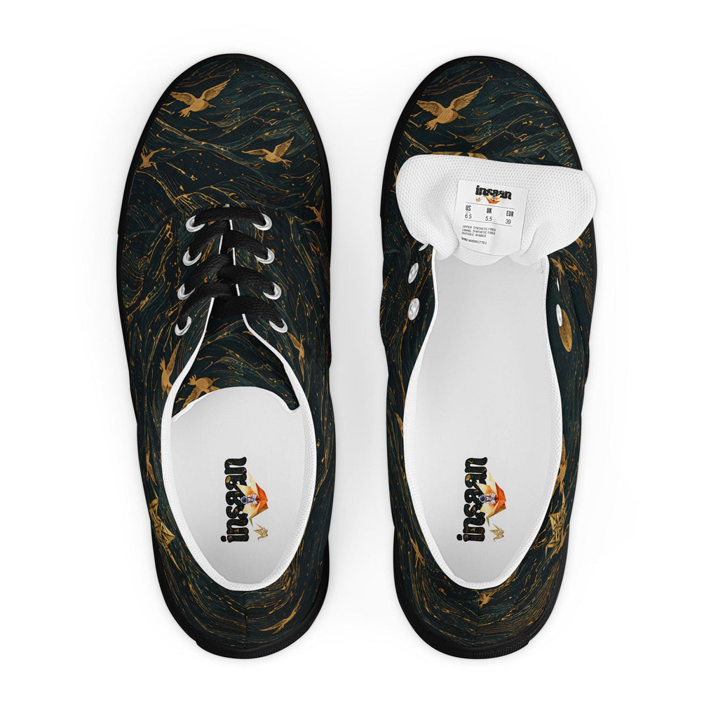 Crane 02 - Gold Celestial Canvas Sneakers