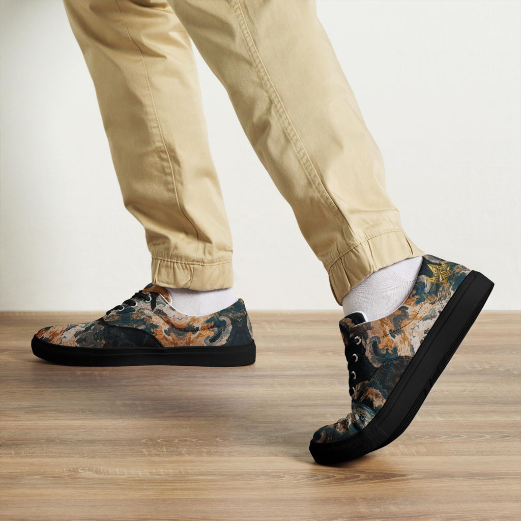 Marble Canvas Sneakers - Teal and Orange