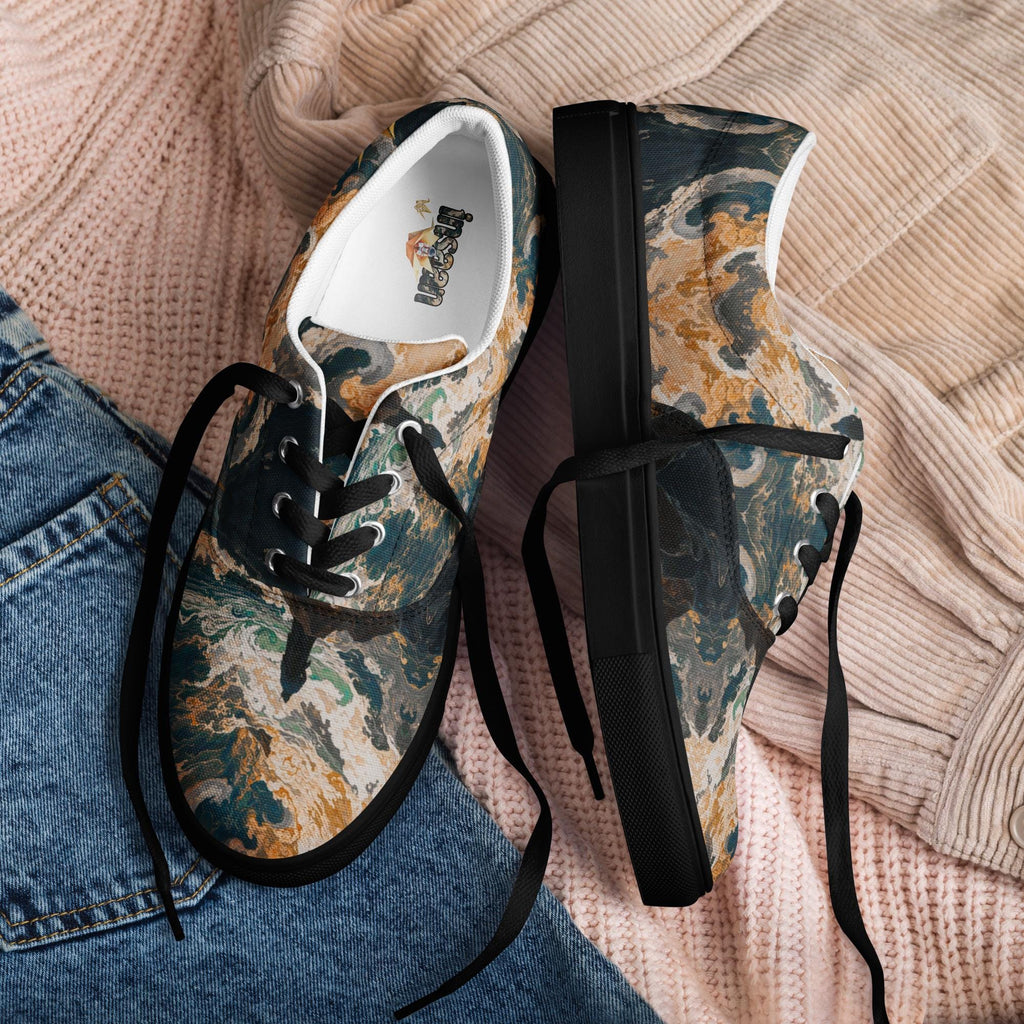 Marble Canvas Sneakers - Teal and Orange