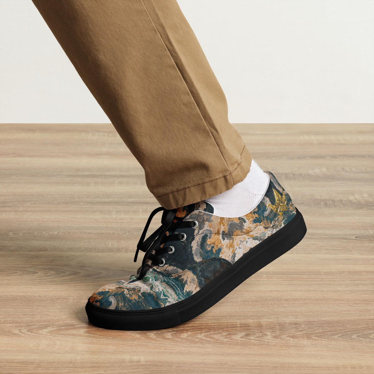 Marble Canvas Sneakers - Teal and Orange