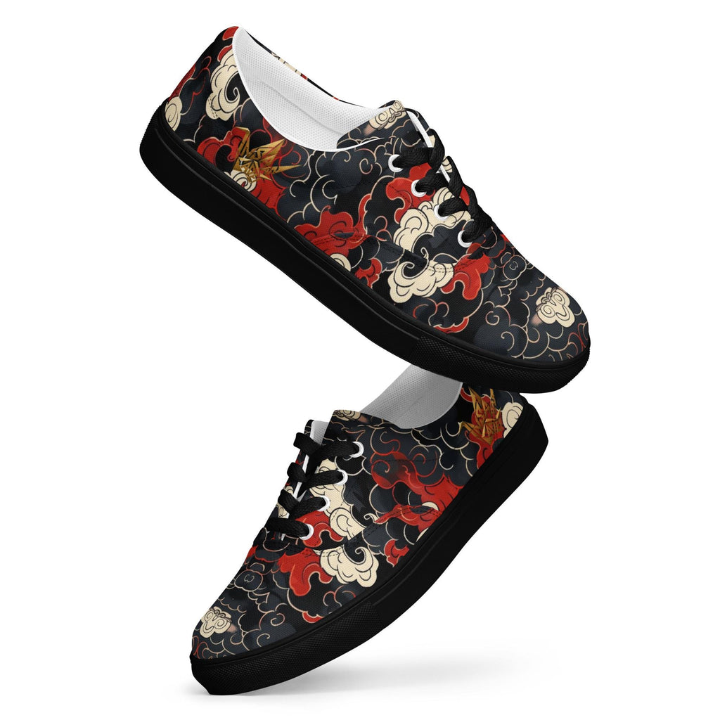 Red Peony Canvas Sneakers - Japanese Floral