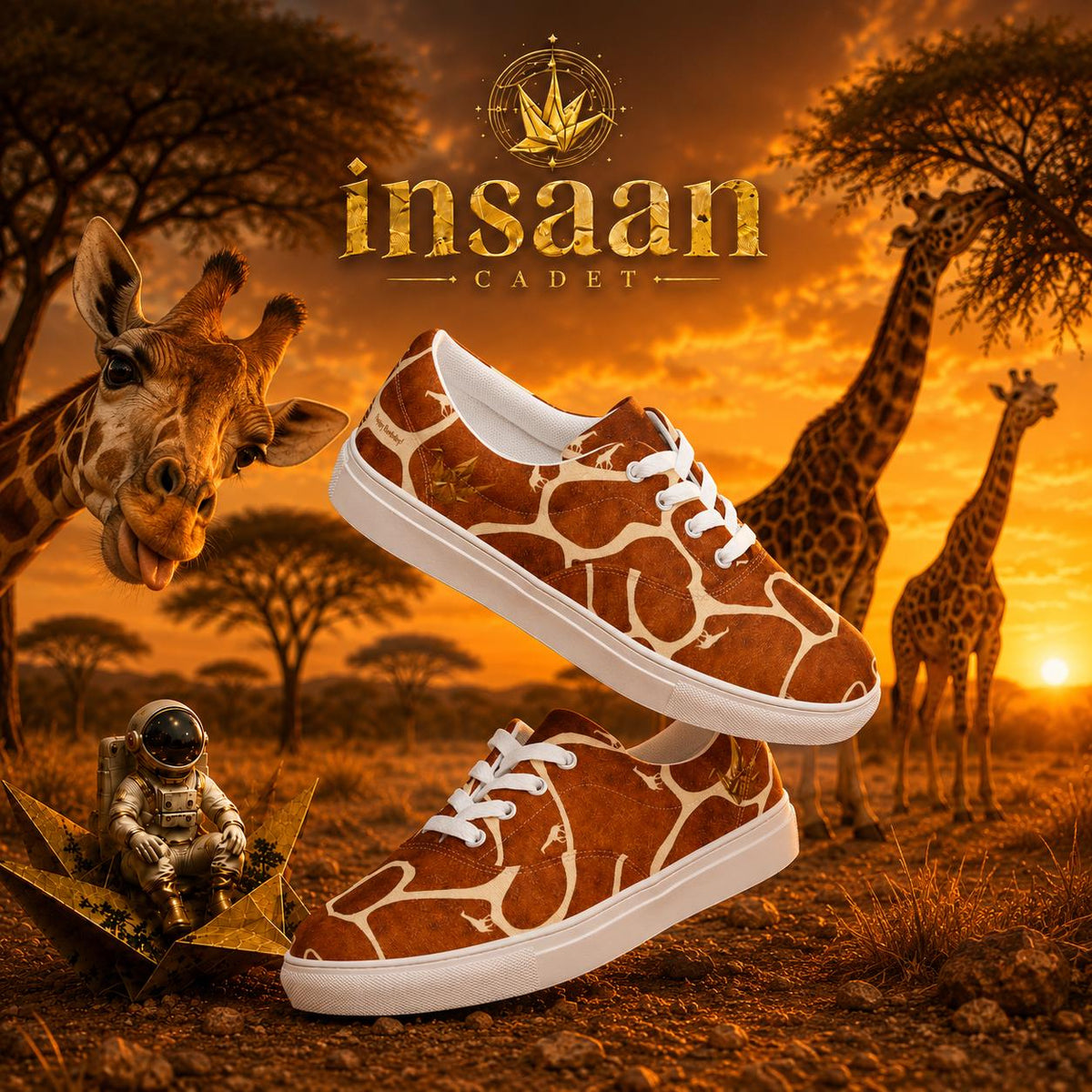 Giraffe Print Canvas Sneakers
