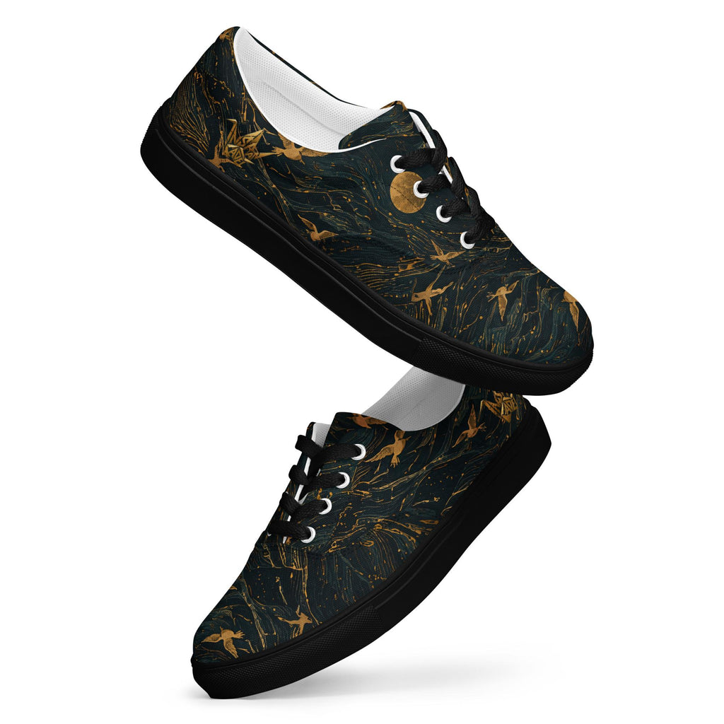 Crane 02 - Gold Celestial Canvas Sneakers