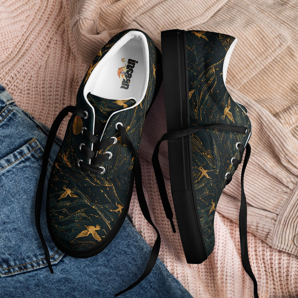 Crane 02 - Gold Celestial Canvas Sneakers