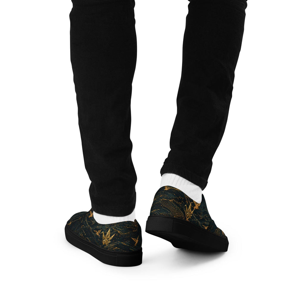 Crane 02 - Gold Celestial Canvas Sneakers