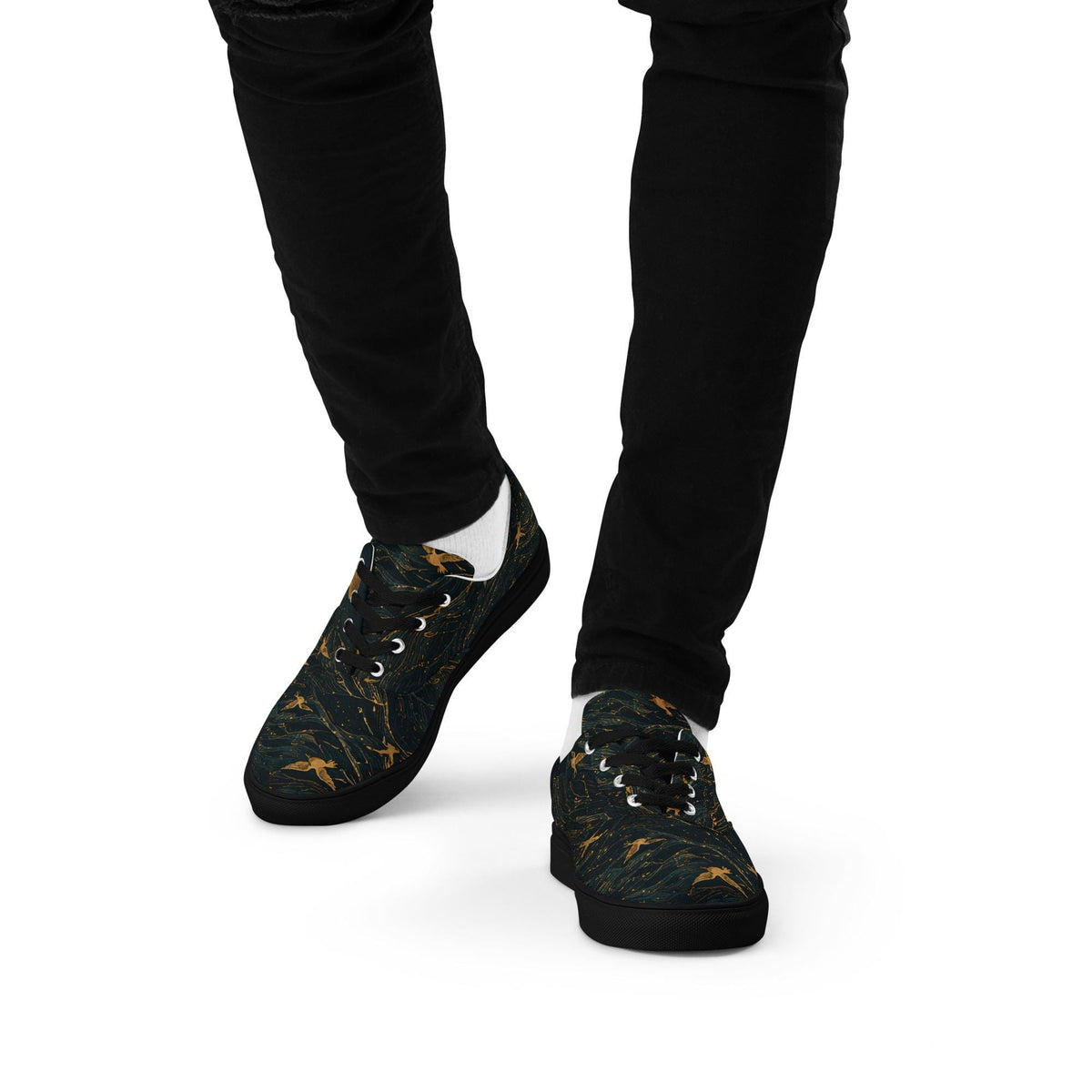 Crane 02 - Gold Celestial Canvas Sneakers