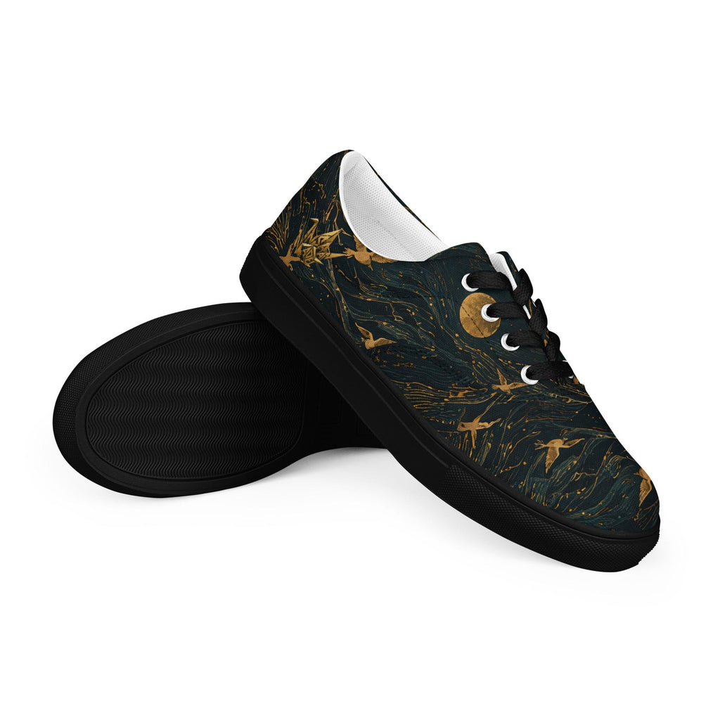 Crane 02 - Gold Celestial Canvas Sneakers