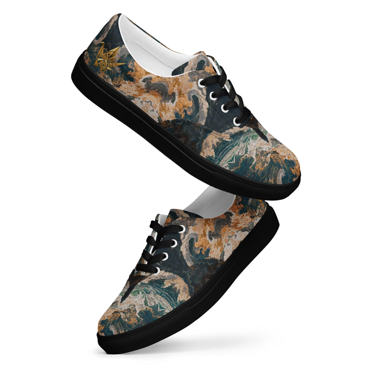 Marble Canvas Sneakers - Teal and Orange