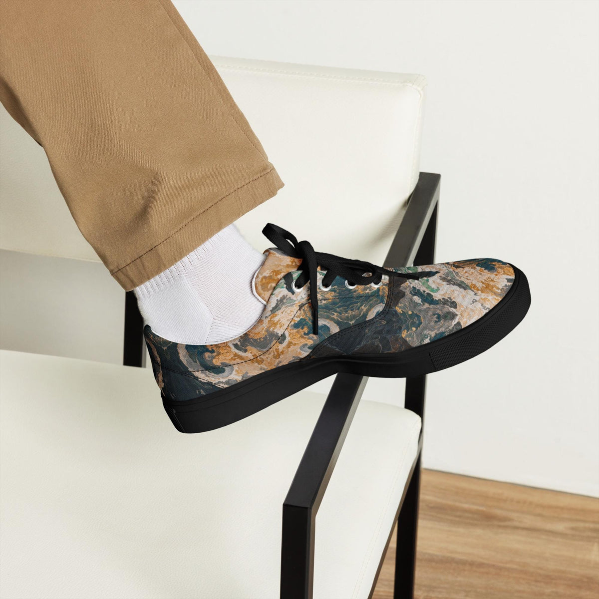 Marble Canvas Sneakers - Teal and Orange