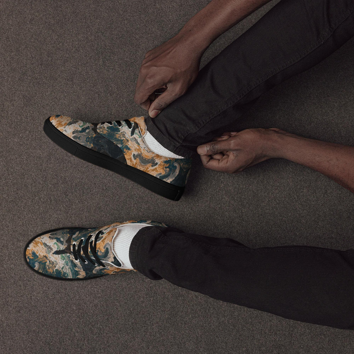 Marble Canvas Sneakers - Teal and Orange