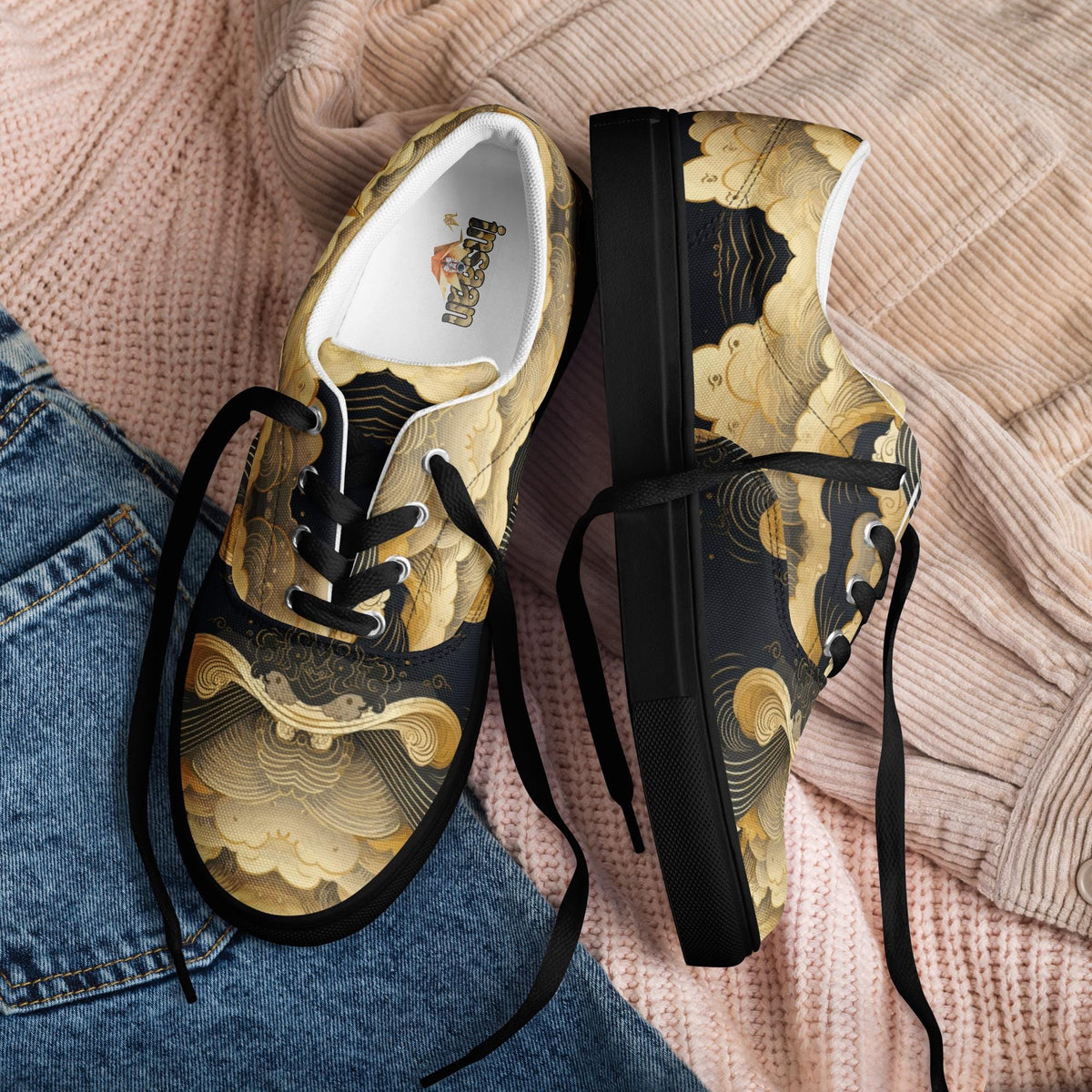 Gold Snake Canvas Sneakers
