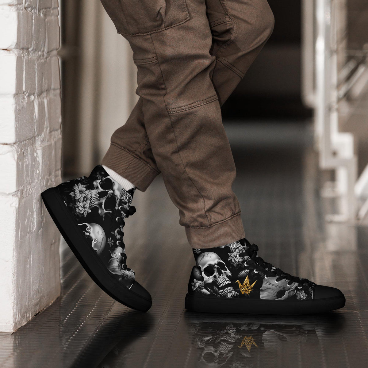 Skull Floral High Top Canvas Sneakers