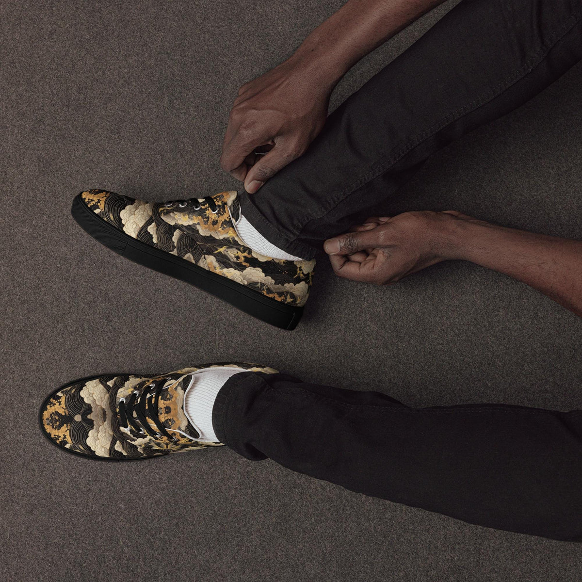 InsaanCadet Black and Gold Canvas Sneakers