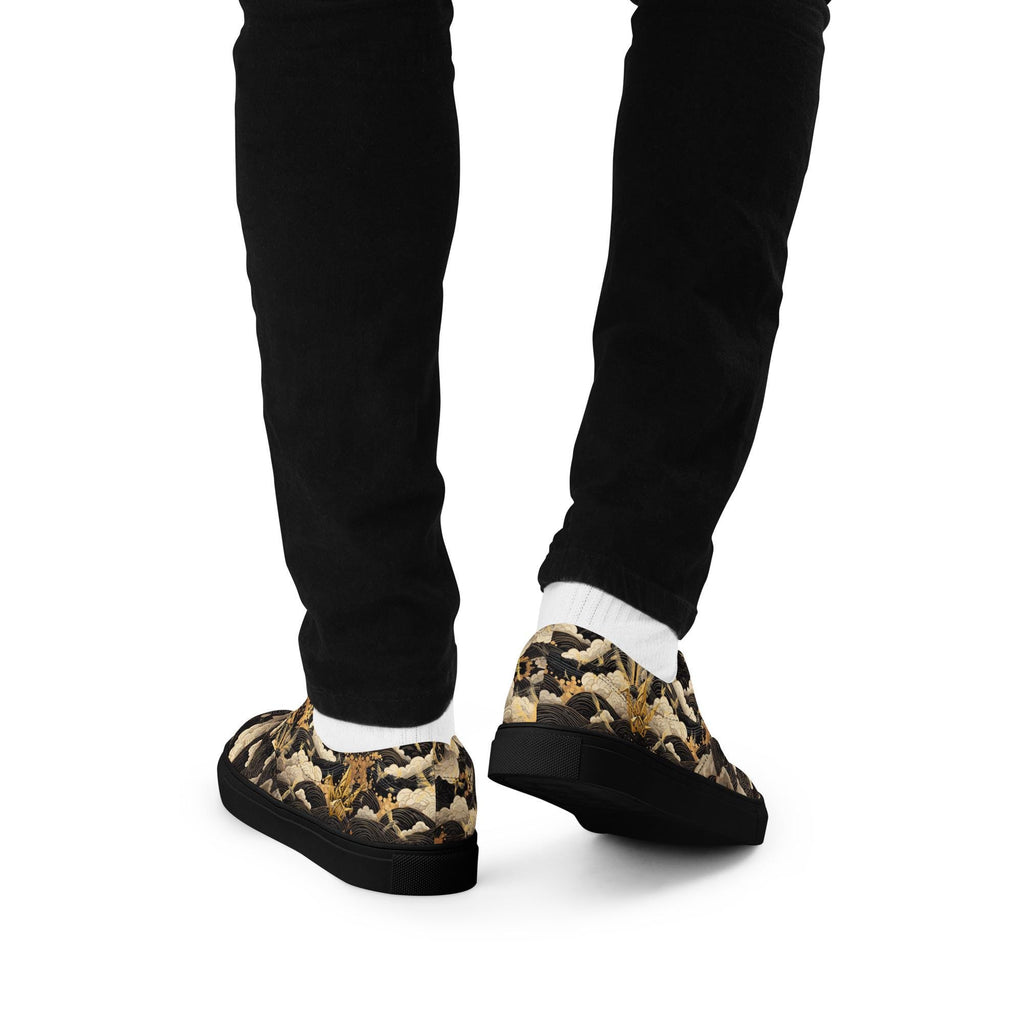 InsaanCadet Black and Gold Canvas Sneakers