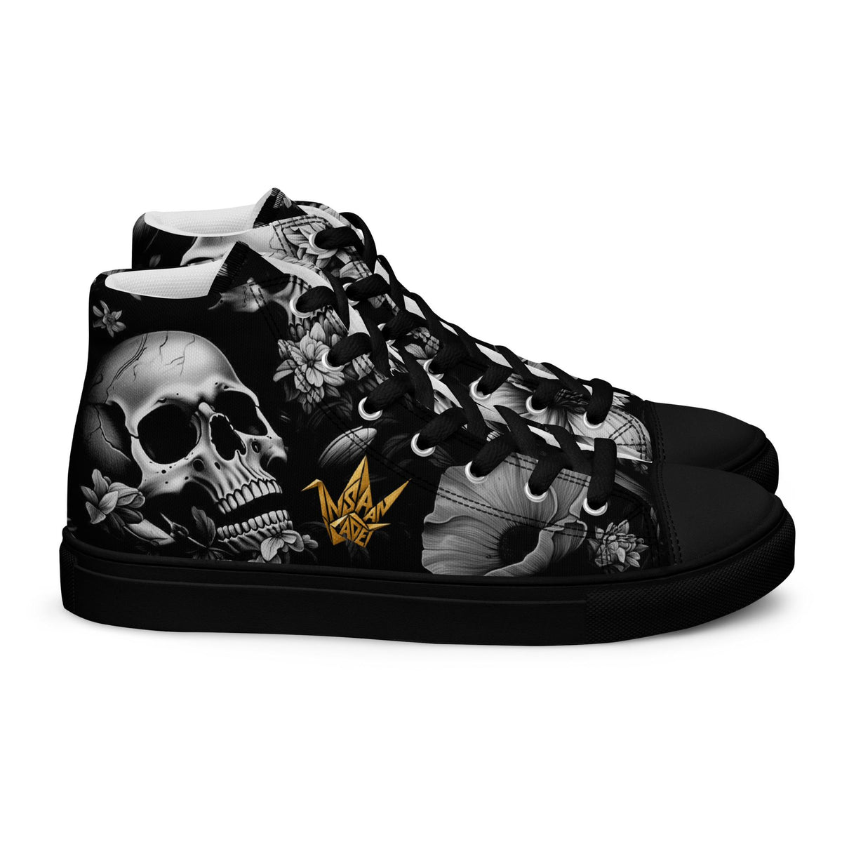 Skull Floral High Top Canvas Sneakers