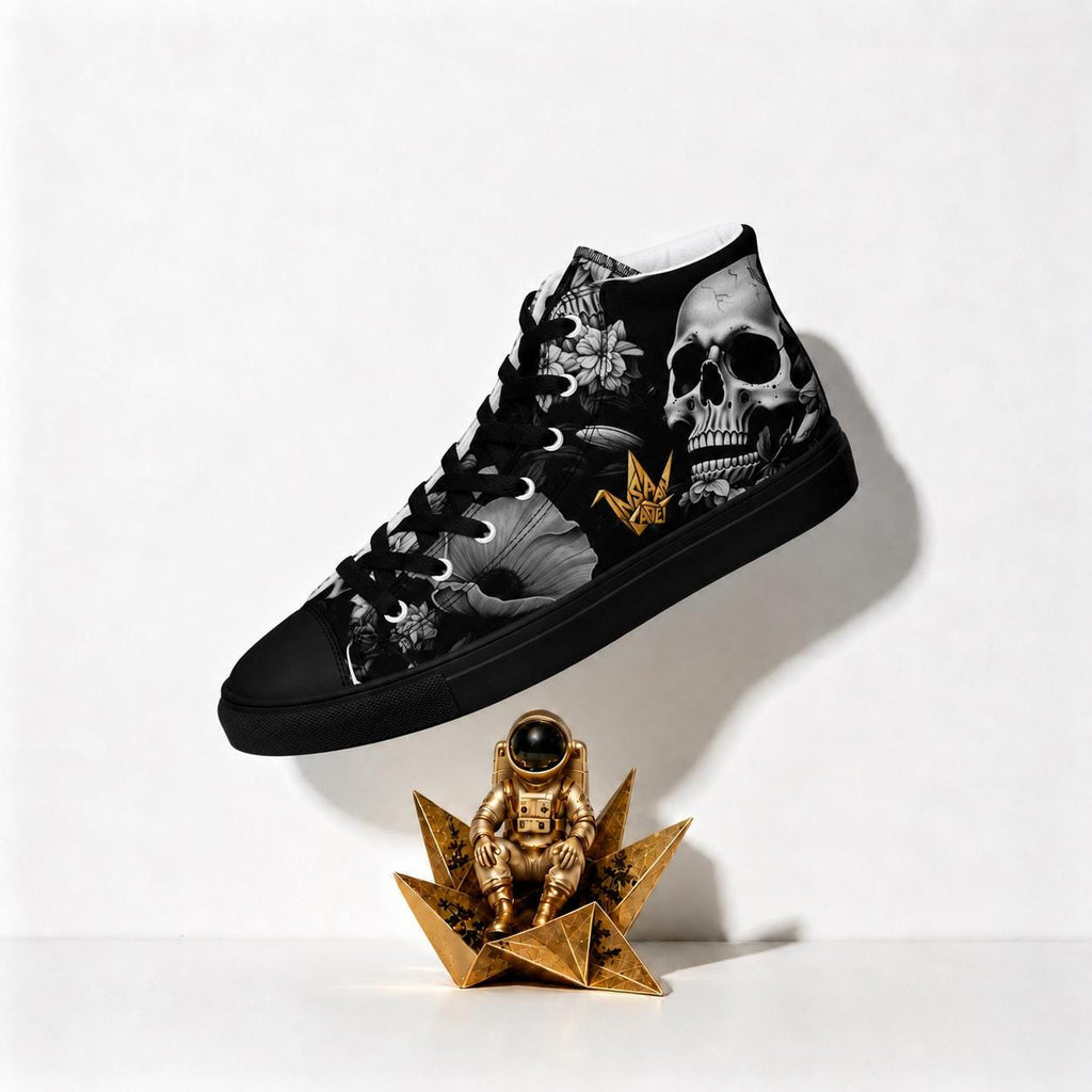 Skull Floral High Top Canvas Sneakers