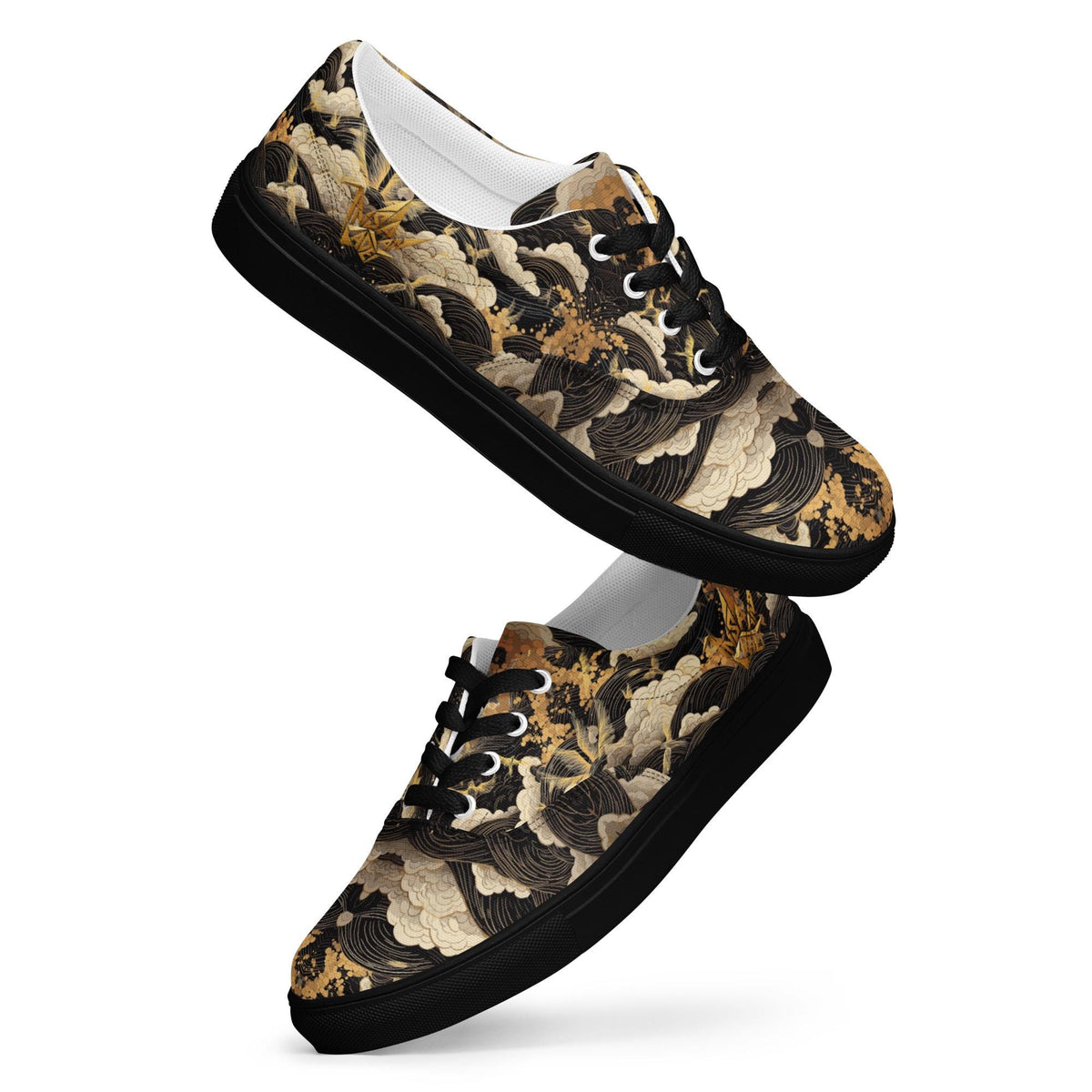 InsaanCadet Black and Gold Canvas Sneakers